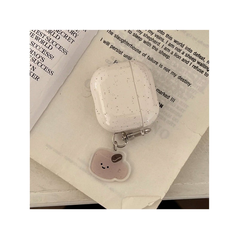 White Marble Ink Splash Earphone Case With Coffee Bean Pendant For Airpods Pro - Image 5
