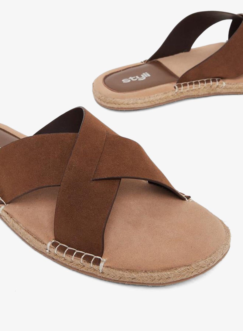 Styli Cross Strap Jute Espadrille Sandals - Image 3