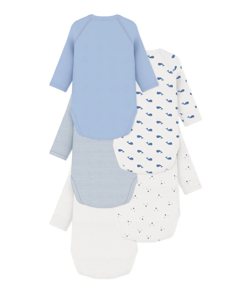 بيتي باتو Pack Of Long-Sleeved Printed Cotton Wrapover Bodies For Babies