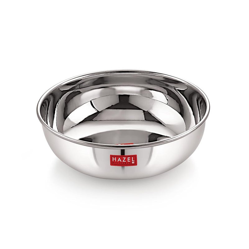 Hazel HAZEL Alfa Premium Heavy Gauge Stainless Steel Tasra Kadhai Cookware 18 LTR Silver - Image 1