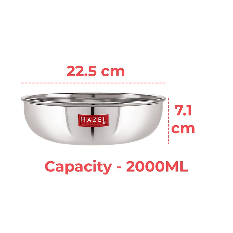 Hazel HAZEL Alfa Premium Heavy Gauge Stainless Steel Tasra Kadhai Cookware 18 LTR Silver - Image 4