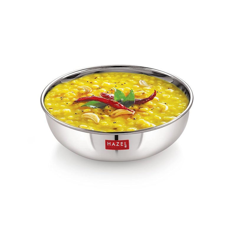 Hazel HAZEL Alfa Premium Heavy Gauge Stainless Steel Tasra Kadhai Cookware 18 LTR Silver - Image 5
