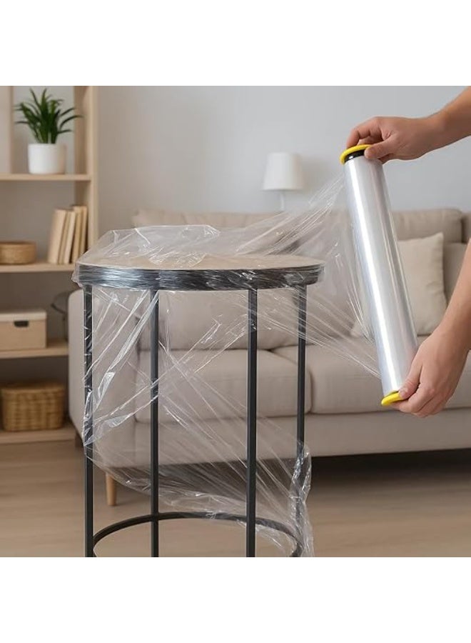 غلاف تغليف ممتد 30 سم - لفة غلاف بلاستيكي شفاف (عبوة واحدة) - غلاف ذاتي اللصق شديد التحمل للنقل والشحن والتخزين والتغليف العام - غلاف متين ومقاوم للتمزق 30 سم - Image 3