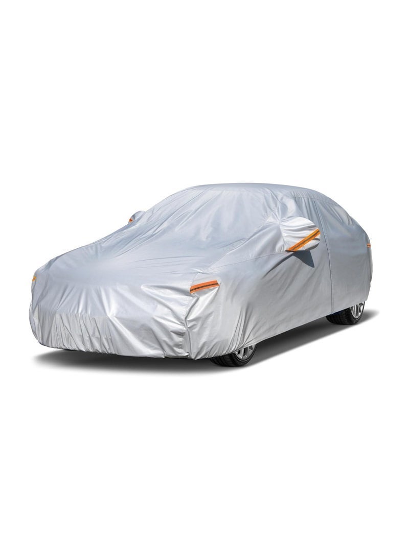 JAJEEK Car Cover Waterproof All Weather for Automobiles, Outdoor Full Cover Rain Sun UV Protection with Zipper Cotton, Universal Fit for Sedan Car - Image 1