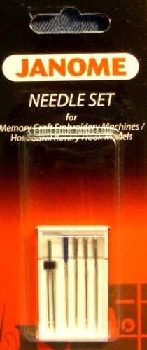 Janome Needle Set for Memory Craft Emb Machines Horizontal Rotary Hook Models - Image 1