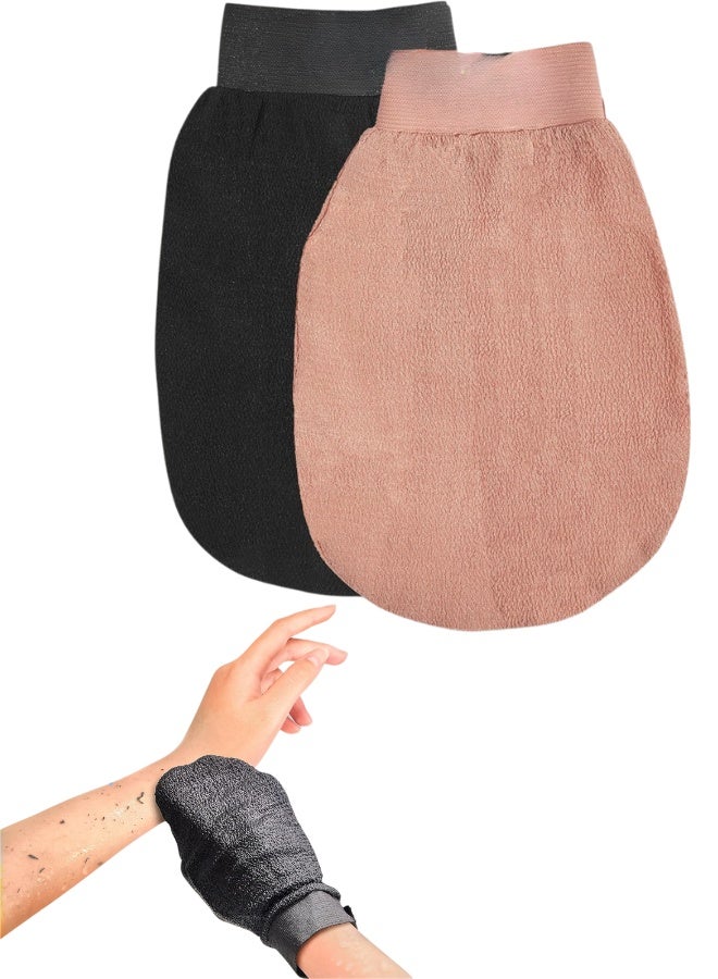 قفاز تقشير الجسم الكوري والمغربي من فيسكوز نباتي 100% – قفاز إزالة الجلد الميت والتان، قفاز استحمام لتقشير عميق وتجديد البشرة وتوحيد اللون، قفاز تقشير للجسم متعدد الألوان - Image 1