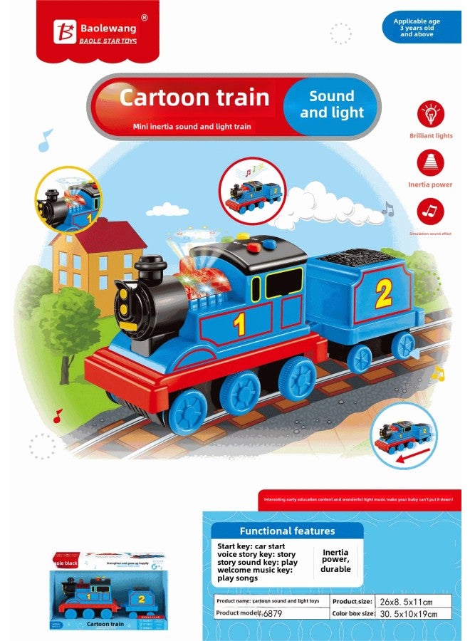 Baolexing Children's Car Toy Children's Toy Car Suit Birthday Gift Huili Car Toy Train-Color:Cartoon Sound And Light Train#5911  - Image 1