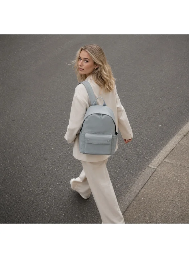 David Jones Steel Grey David Jones Daily backpack for women Model CM7708| 13 inch faux leather backpack for girls| cute backpack for college, school, work and everyday use for Women | Best Price UAE