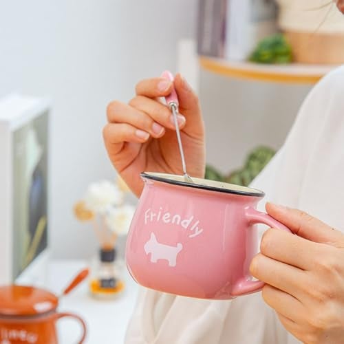 Spooky Ceramic Coffee Mug 350ml – Retro Big Belly Glazed Cup with Handle – Vintage Ceramic Milk, Tea & Breakfast Cup – Gift for Office, Home, or Special (Green) - Image 2
