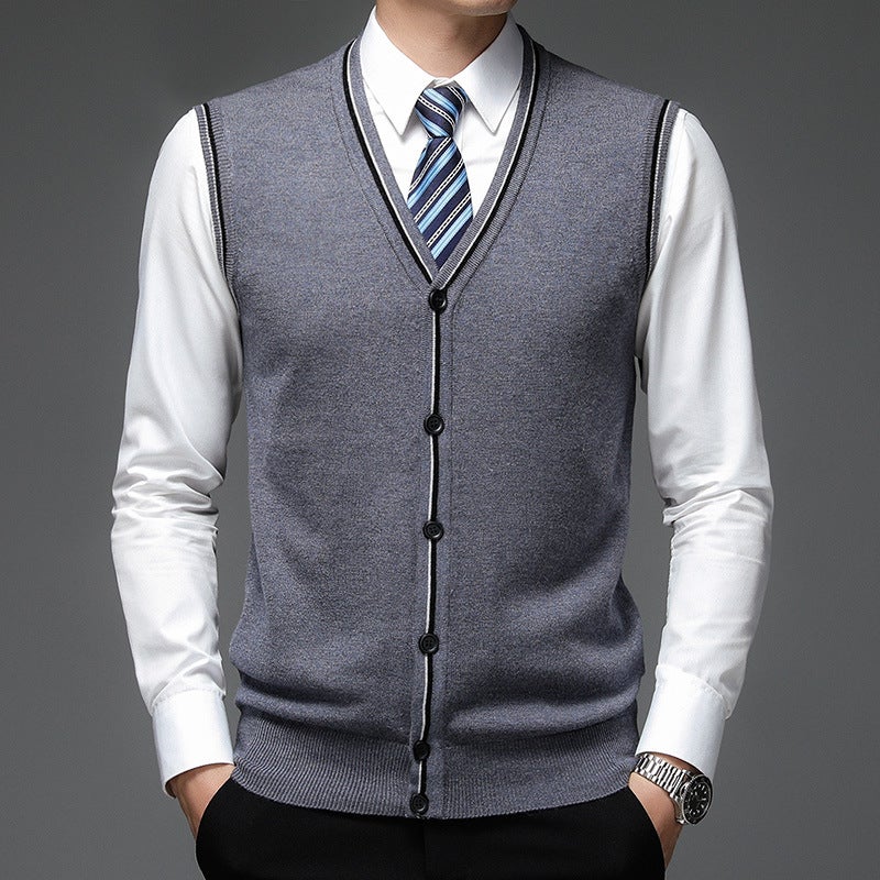 Mens Navy Wool Blend Sleeveless Vest B9061 Medium gray