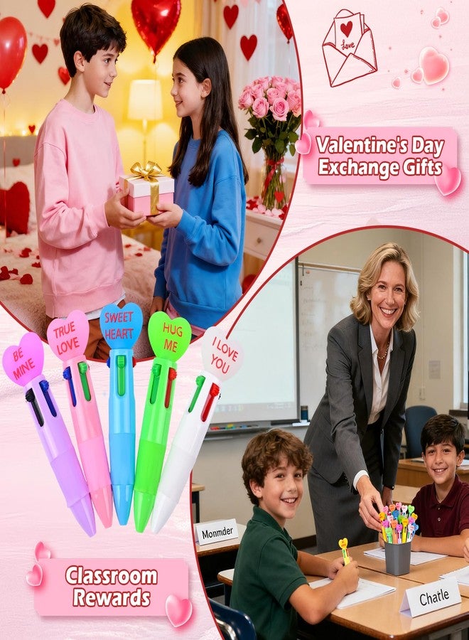 LiYiQ 100 Pcs Valentine's Day Conversation Multicolor Pen in One Cartoon Cute Fun 4-in-1 Pens Bulk Kawaii Be Mine Kiss Me Love Conversation Lovely Ballpoint Pens for Fun Gifts - Image 5