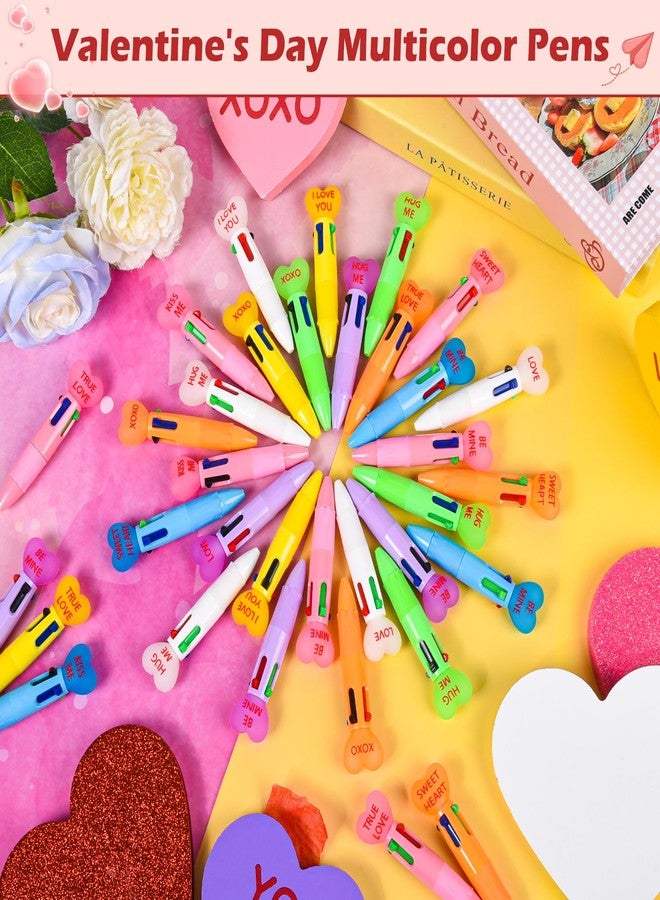 LiYiQ 100 Pcs Valentine's Day Conversation Multicolor Pen in One Cartoon Cute Fun 4-in-1 Pens Bulk Kawaii Be Mine Kiss Me Love Conversation Lovely Ballpoint Pens for Fun Gifts - Image 3