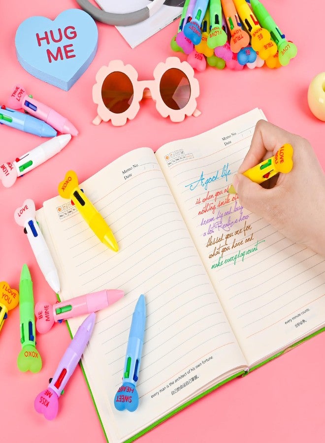 LiYiQ 100 Pcs Valentine's Day Conversation Multicolor Pen in One Cartoon Cute Fun 4-in-1 Pens Bulk Kawaii Be Mine Kiss Me Love Conversation Lovely Ballpoint Pens for Fun Gifts - Image 4