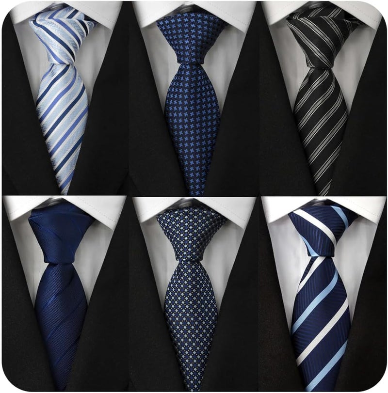 Adulove Men's Necktie Classic Silk Tie Woven Jacquard Neck Ties 6 PCS - Image 1