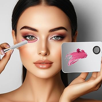 Sibba لوحة مكياج سيبا لوحة خلط مستحضرات التجميل لوحة أساس من الفولاذ المقاوم للصدأ مع ملعقة أداة فنان لوحة فن الأظافر الاحترافية لصالون المنزل خلط كريم الجمال فضي - Image 5