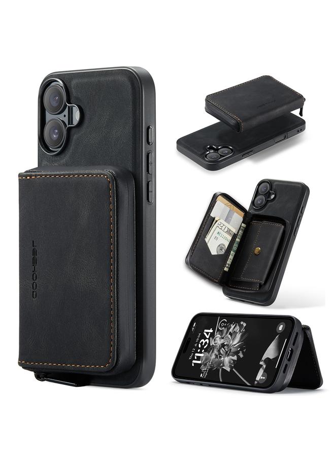 The Bros Case For iPhone 16 Plus J02 Magnetic Zipper Horizontal Flip Leather Phone Case