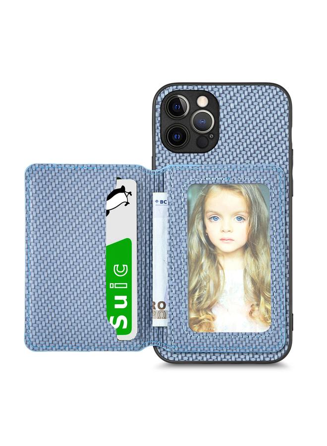 اس-توب جراب هاتف iPhone 12 Pro Max مصنوع من ألياف الكربون وحقيبة بطاقات مغناطيسية - Image 1