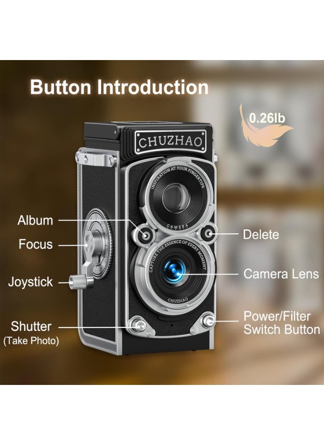 Generic Vintage Mini Digital Camera, Point and Shoot Cameras with 16 GB Card, 1080P FHD Video Camera, Vlogging Camera for Beginners Teens Adults Kids, Autofocus, Portable TLR Style Retro  - Image 5