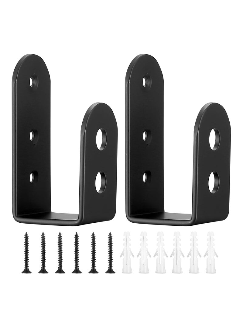 SYOSI 2x4 Door Barricade Brackets, 2 Pcs Door Security Barricade Brackets, Heavy Duty Door Security Brackets for 2 x 4 Lumber, Open Security Holder U Brackets for Indoor, Outdoor, Black - Image 1