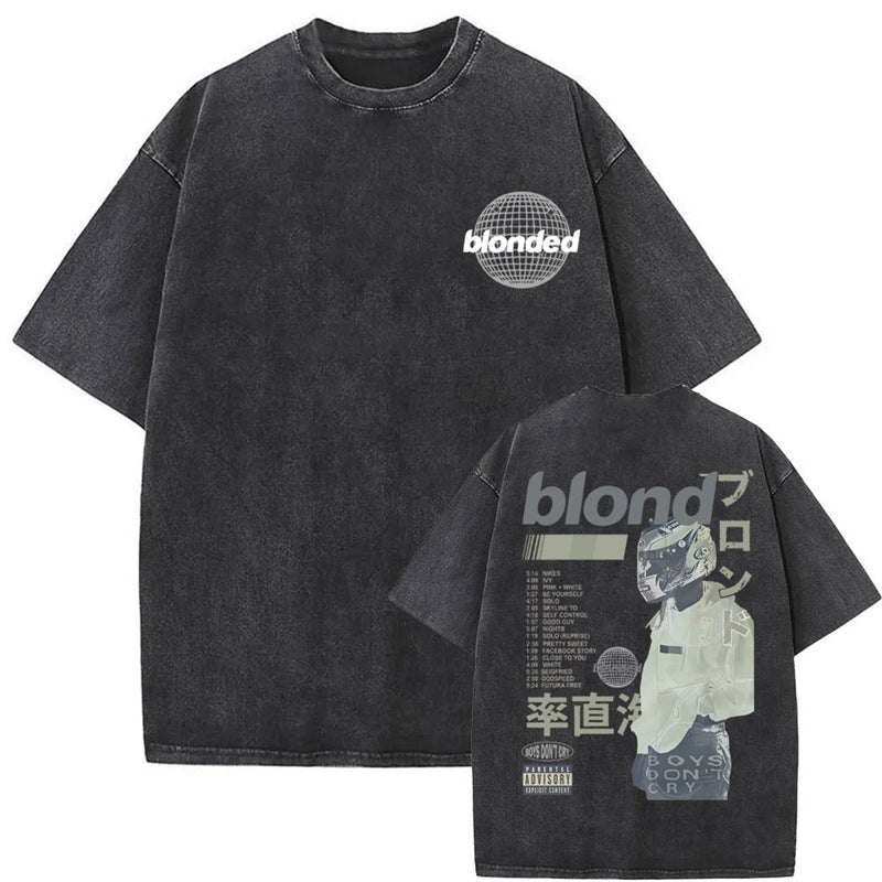 Washed Vintage Frank Fashion T-Shirts Blond Self Control Gra - Image 1