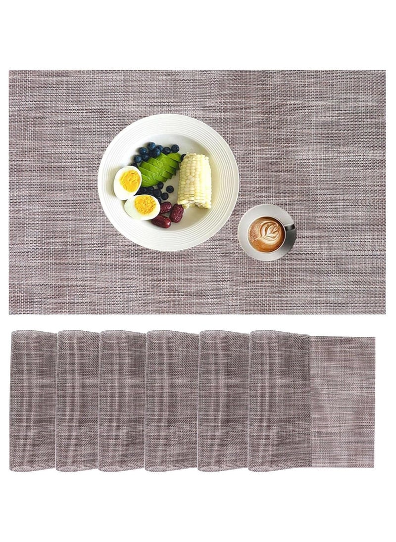 TOMSHOO - PVC Placemats Set of 8 - Vinyl Woven Heat Resistant Place Mats Washable Wipeable Table Mat for Indoor Outdoor Kitchen Dining Table (Coffee) - Image 1