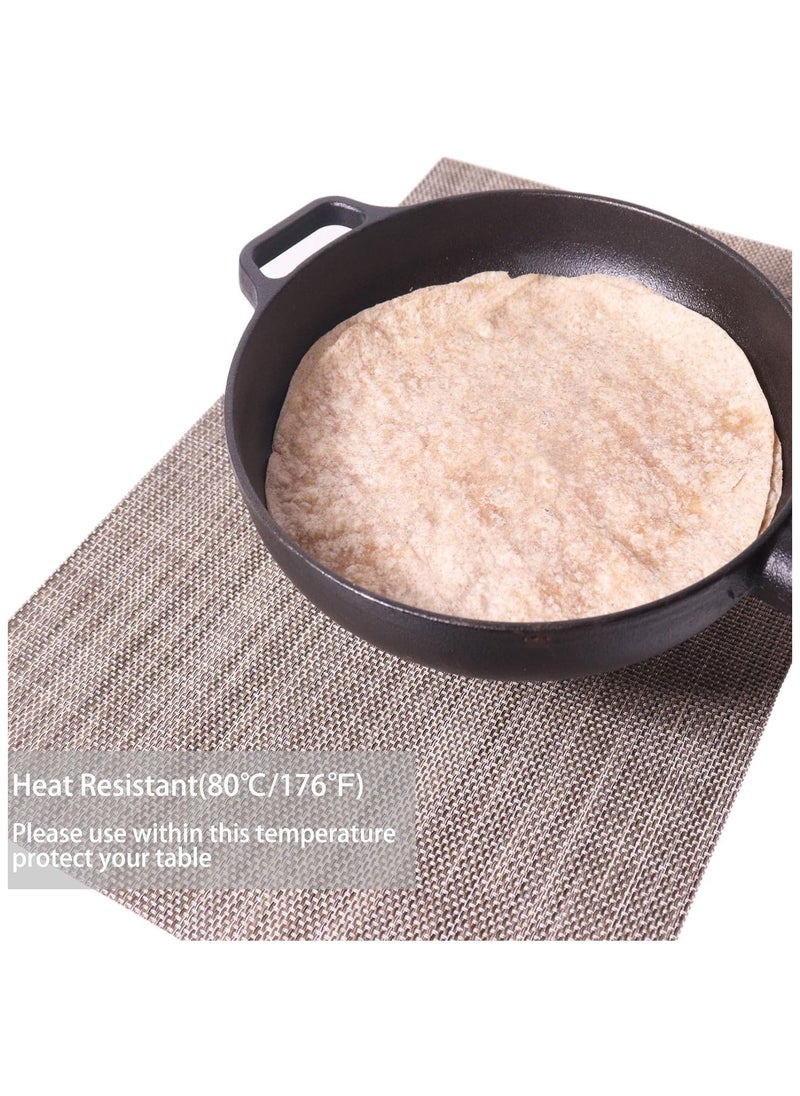 TOMSHOO - PVC Placemats Set of 8 - Vinyl Woven Heat Resistant Place Mats Washable Wipeable Table Mat for Indoor Outdoor Kitchen Dining Table (Coffee) - Image 1