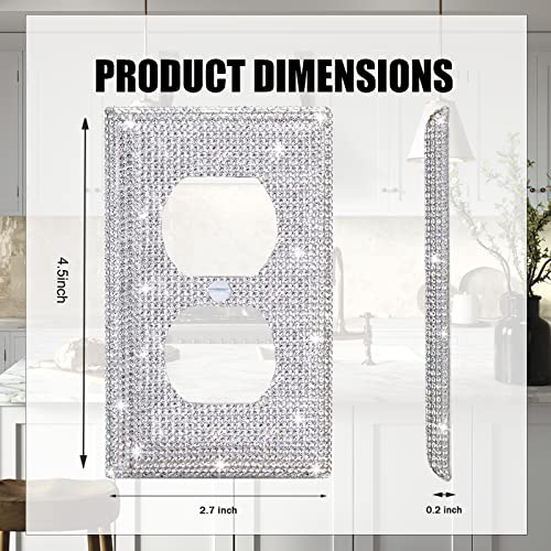 Gaocai 3 Pcs Silver Shiny Silver Rhinestones Light Switch Cover Plate Decorative Wall Plate Outlet Covers Wall Plate Durable Wall Outlet - Image 2