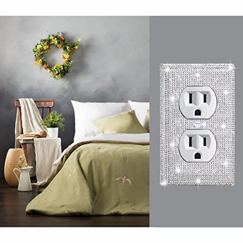 Gaocai 3 Pcs Silver Shiny Silver Rhinestones Light Switch Cover Plate Decorative Wall Plate Outlet Covers Wall Plate Durable Wall Outlet - Image 4