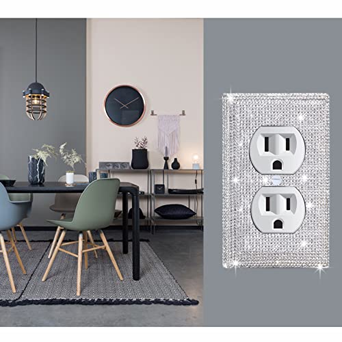 Gaocai 3 Pcs Silver Shiny Silver Rhinestones Light Switch Cover Plate Decorative Wall Plate Outlet Covers Wall Plate Durable Wall Outlet - Image 3