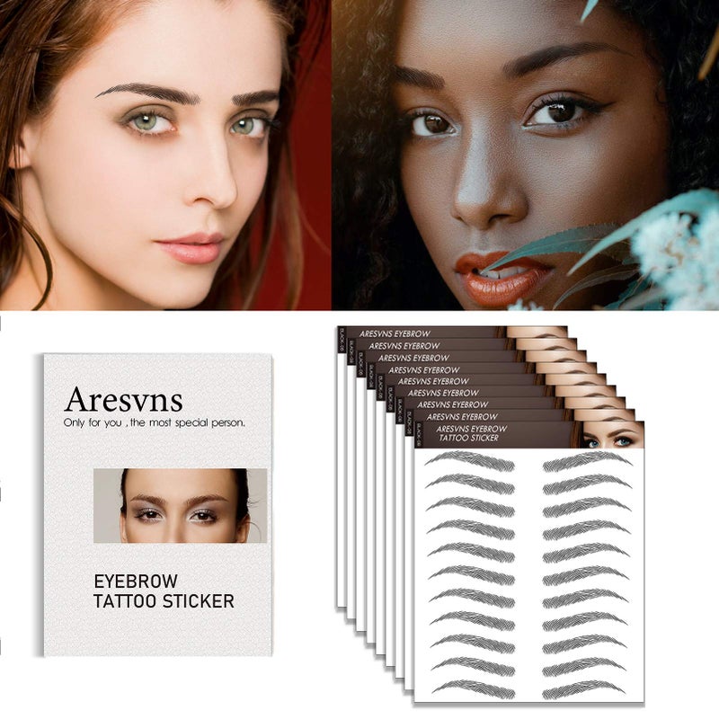 Aresvns Black Eyebrows Tattoo - 99 Pairs! Waterproof, Long-lasting 3-5 Days, 4D Realistic, Well-made Eyebrow Transfer Sticker - Image 3