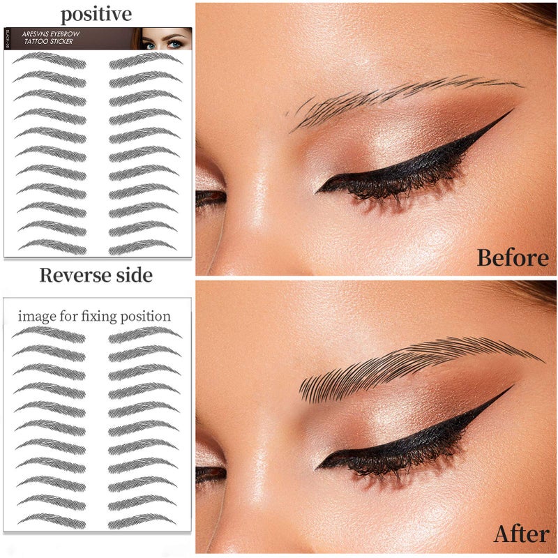 Aresvns Black Eyebrows Tattoo - 99 Pairs! Waterproof, Long-lasting 3-5 Days, 4D Realistic, Well-made Eyebrow Transfer Sticker - Image 2