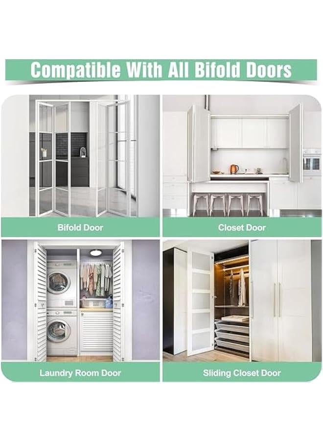 Bifold Door Hardware Repair Kit2 Pack Bifold Sliding Closet Doors Replacement Parts Include Top & Bottom Bracket7/8 to 1 TrackFolding Pocket Door Replacement Parts Set - Image 3