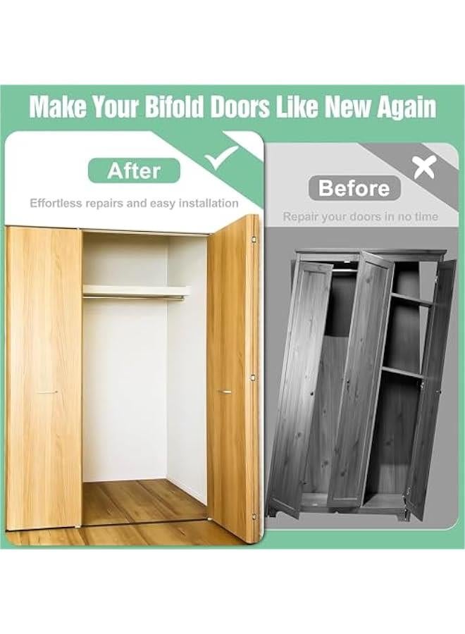 Bifold Door Hardware Repair Kit2 Pack Bifold Sliding Closet Doors Replacement Parts Include Top & Bottom Bracket7/8 to 1 TrackFolding Pocket Door Replacement Parts Set - Image 4