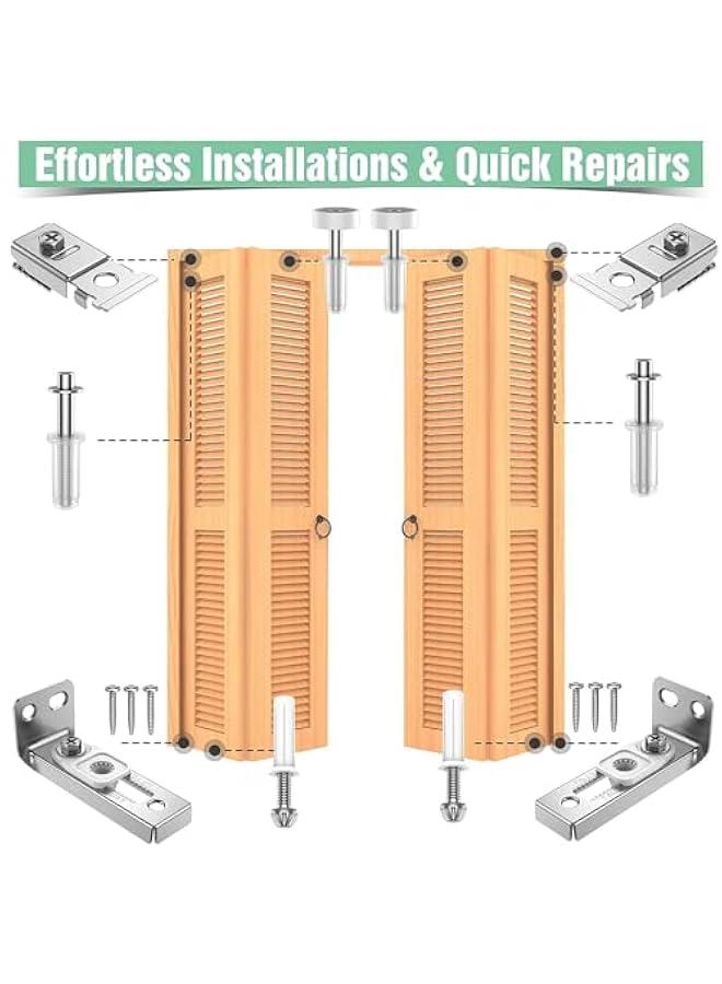 Bifold Door Hardware Repair Kit2 Pack Bifold Sliding Closet Doors Replacement Parts Include Top & Bottom Bracket7/8 to 1 TrackFolding Pocket Door Replacement Parts Set - Image 5
