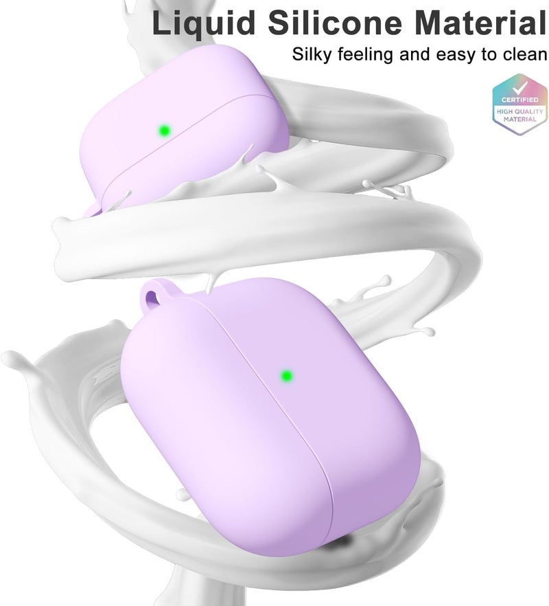 Meyaar for Apple AirPods 4 ​​​​​​​Case Cover with Keychain, Soft Skin Silicone Case Cover, Full Protective Case Cover Compatible with Apple AirPods 4 Case 2024 (Lilac) - Image 3