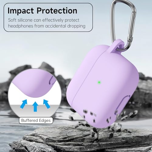Meyaar for Apple AirPods 4 ​​​​​​​Case Cover with Keychain, Soft Skin Silicone Case Cover, Full Protective Case Cover Compatible with Apple AirPods 4 Case 2024 (Lilac) - Image 4