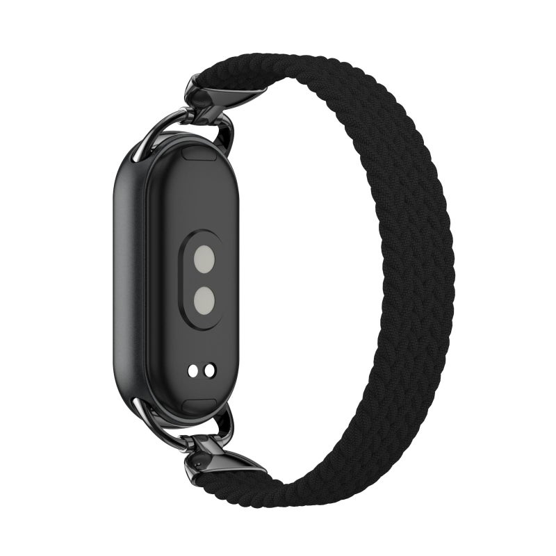 erorex For Xiaomi Smart Band 10 / 9 / 8 Metal Head Single Woven Nylon Watch Band, Size:S(Black) - Image 2