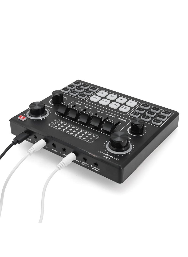 المحاكم V9 Sound Card - DJ Mixer - Live Sound Card for Streaming - Audio Mixer for Streaming, Gaming, Recording, Singing, Tiktok, YouTube, PC, Computer - Image 2