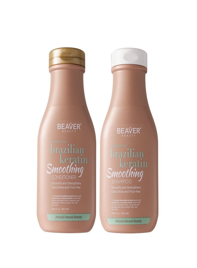 BEAVER Smoothing Shampoo and Conditioner Set, Keratin Formula with Coconut Oil, Sulfate-free Shampoo and Conditioner for Women and Men, Ultra Shine and Anti-frizz - 2 piece set, 11.84 fl oz Ea - Image 1