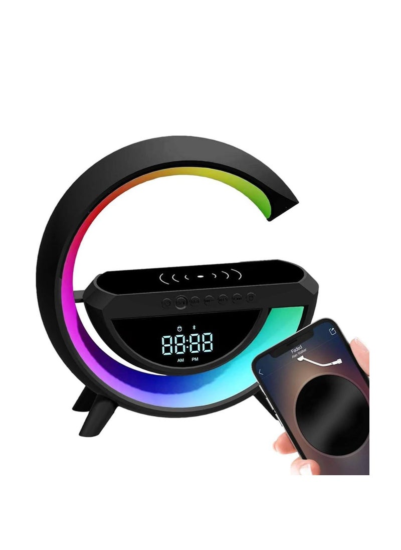 Generic - Wireless LED Lamp with Bluetooth Speaker G Shape Light, Smart LED Table Lamp with Timer, Color Changing Light, Charger, Clock, Alarm, Mobile Holder, Bedside Table for Home, Digital, H - Image 1