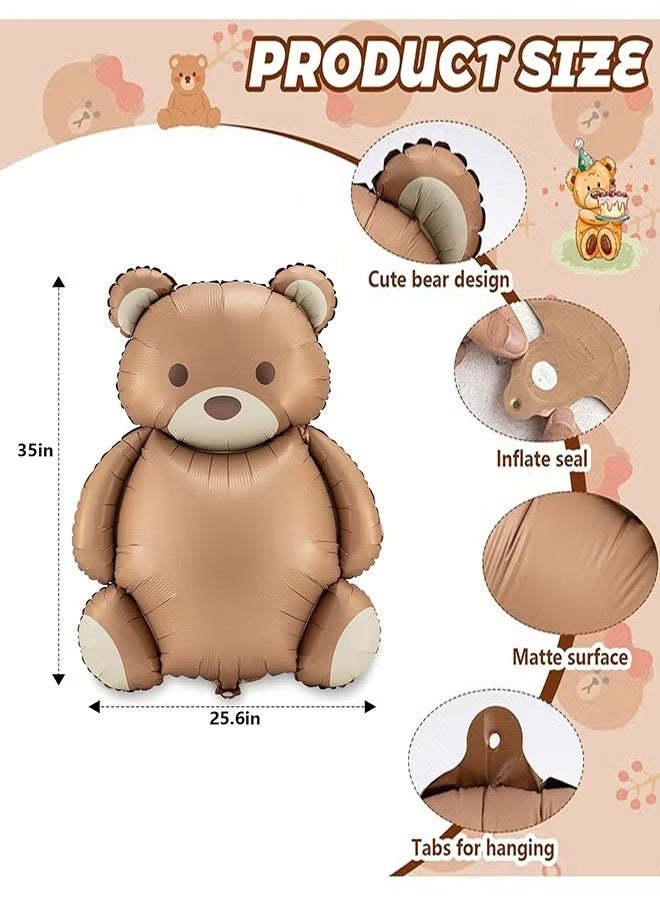 16 قطعة من بالونات دب تيدي، بالونات من رقائق معدنية على شكل دب كرتوني مقاس 35 بوصة، بالونات عيد ميلاد كبيرة غير لامعة لديكور المنزل، حفلات بطابع حيوانات الغابة، لوازم تزيين حفل استقبال المولود، ديكورات عيد ميلاد الدب - Image 2