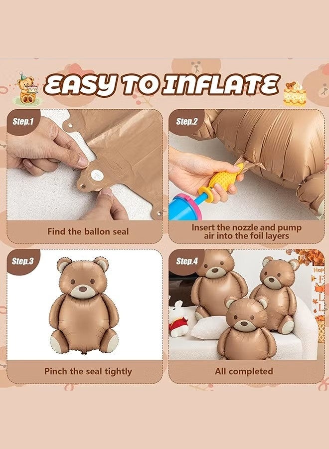 16 قطعة من بالونات دب تيدي، بالونات من رقائق معدنية على شكل دب كرتوني مقاس 35 بوصة، بالونات عيد ميلاد كبيرة غير لامعة لديكور المنزل، حفلات بطابع حيوانات الغابة، لوازم تزيين حفل استقبال المولود، ديكورات عيد ميلاد الدب - Image 5