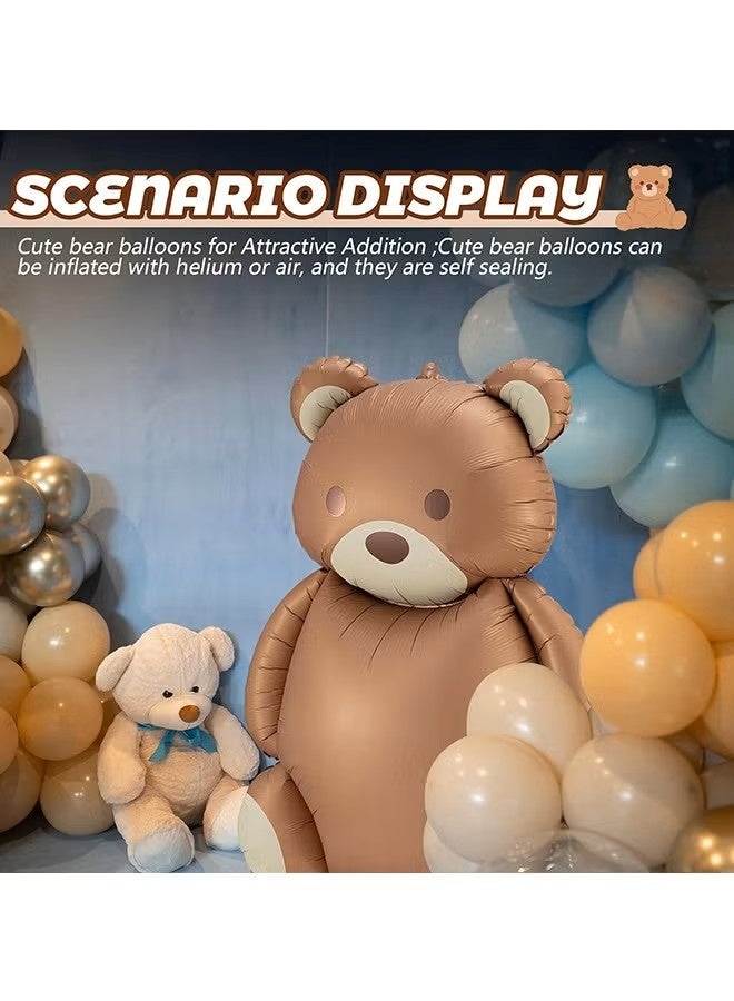 16 قطعة من بالونات دب تيدي، بالونات من رقائق معدنية على شكل دب كرتوني مقاس 35 بوصة، بالونات عيد ميلاد كبيرة غير لامعة لديكور المنزل، حفلات بطابع حيوانات الغابة، لوازم تزيين حفل استقبال المولود، ديكورات عيد ميلاد الدب - Image 3