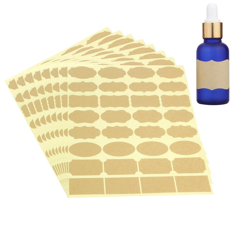Wisdompro Fancy Shape Kraft Label Stickers, Self Adhesive Gift Tag Stickers Blank Writable Labels for Essential Oil Bottles, Jars, Food Containers (256 Pcs, Small) - Image 1