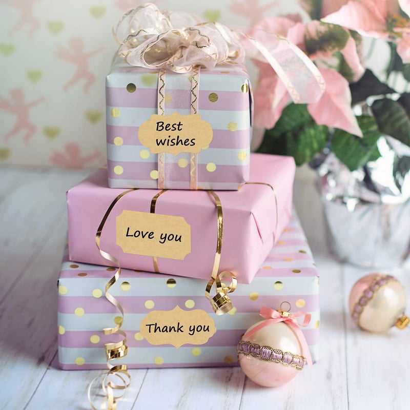 Wisdompro Fancy Shape Kraft Label Stickers, Self Adhesive Gift Tag Stickers Blank Writable Labels for Essential Oil Bottles, Jars, Food Containers (256 Pcs, Small) - Image 5