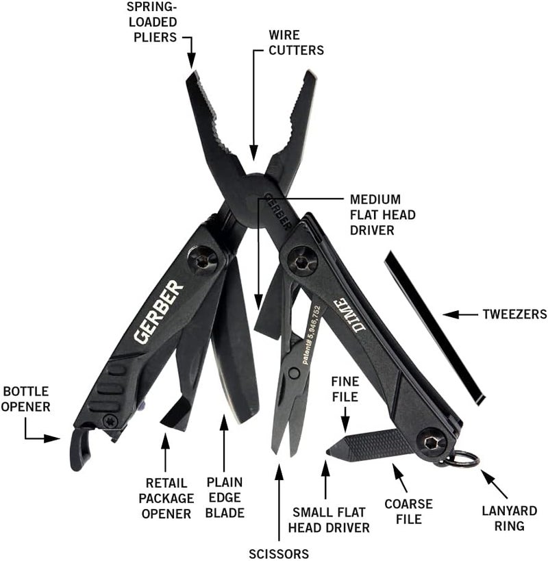 Gerber أداة متعددة الاستخدامات Gear Dime 12 في 1 - كماشة ذات أنف رفيع، سكين جيب، سلسلة مفاتيح، فتاحة زجاجات - معدات وأدوات EDC، هدايا للرجال - أحمر - Image 4