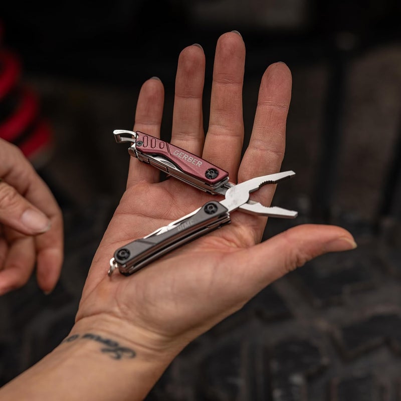 Gerber أداة متعددة الاستخدامات Gear Dime 12 في 1 - كماشة ذات أنف رفيع، سكين جيب، سلسلة مفاتيح، فتاحة زجاجات - معدات وأدوات EDC، هدايا للرجال - أحمر - Image 5