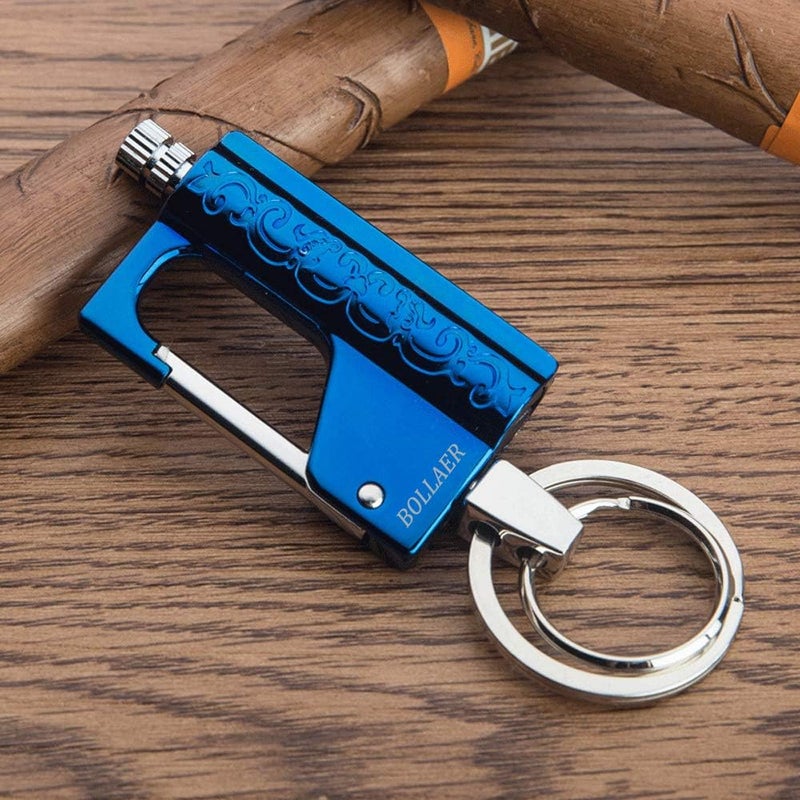 BOLLAER Outdoor Emergency Fire Starter Flint Match Lighter Keychain, Flint Metal Matchstick Fire Starter with Keychain for Camping Hiking Best Gift (Blue) - Image 2