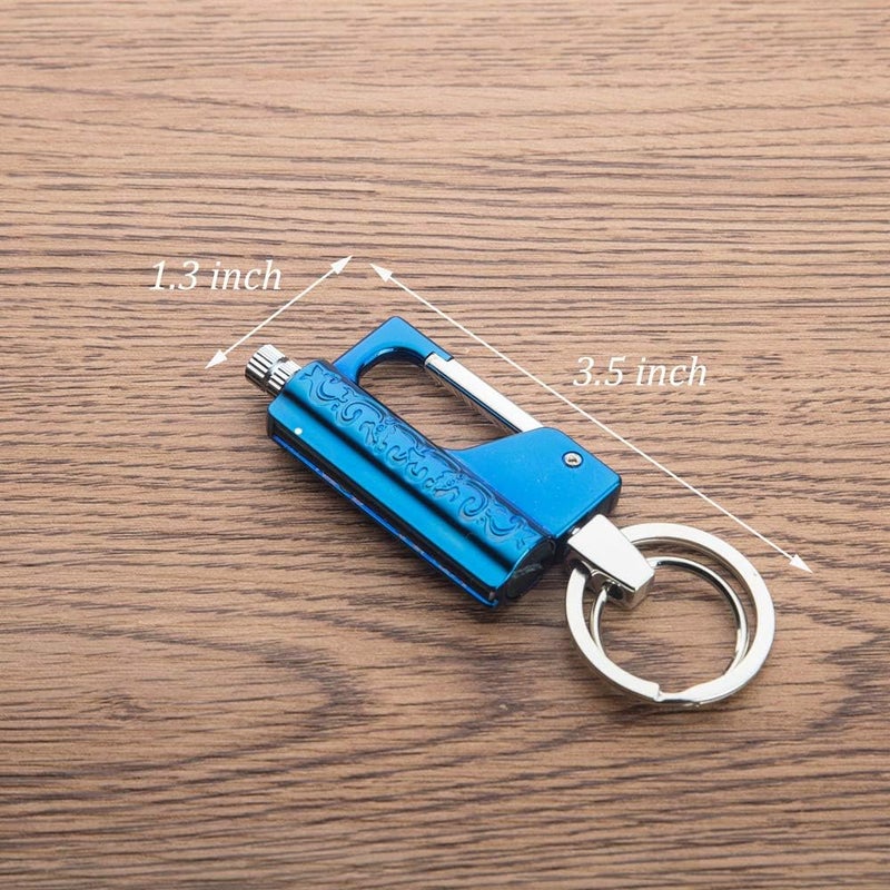 BOLLAER Outdoor Emergency Fire Starter Flint Match Lighter Keychain, Flint Metal Matchstick Fire Starter with Keychain for Camping Hiking Best Gift (Blue) - Image 3