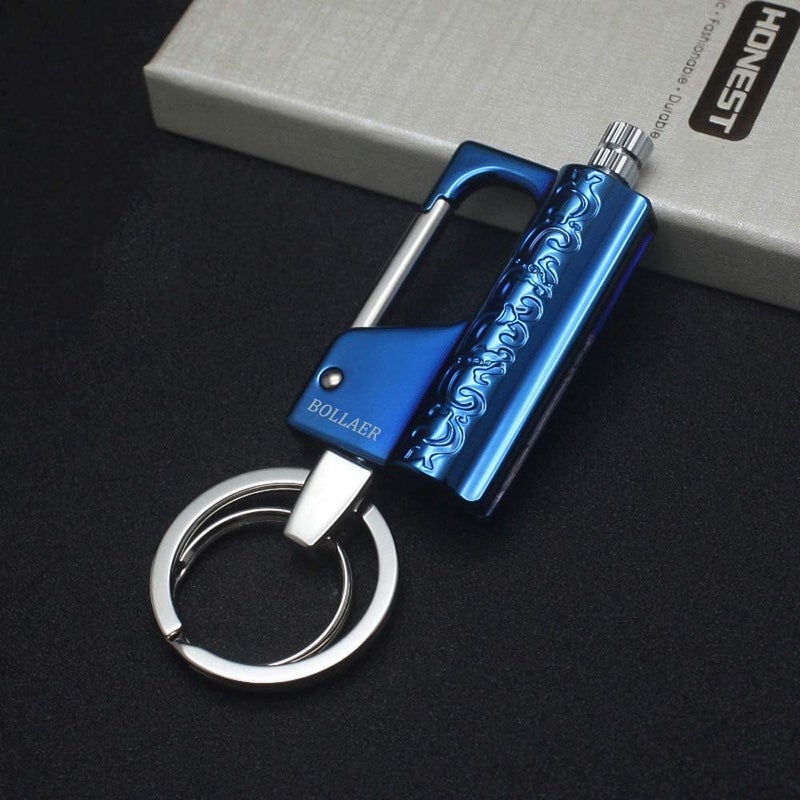 BOLLAER Outdoor Emergency Fire Starter Flint Match Lighter Keychain, Flint Metal Matchstick Fire Starter with Keychain for Camping Hiking Best Gift (Blue) - Image 4
